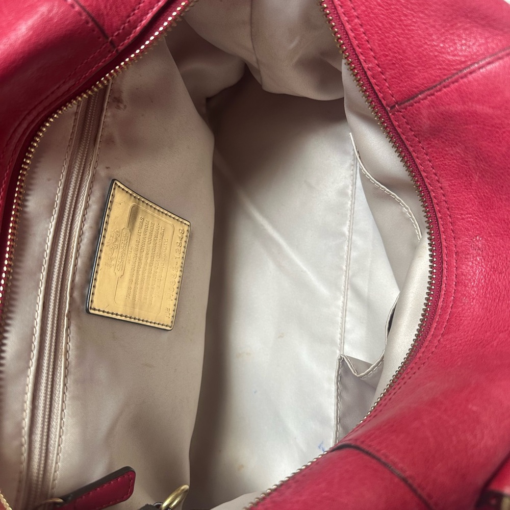 Coach Y2K Vintage Raspberry Pink-Red Leather Satchel / Shoulder Bag - Picture 4 of 6